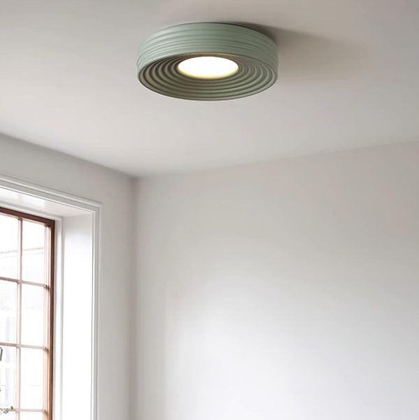 cream ribbed ceiling light
