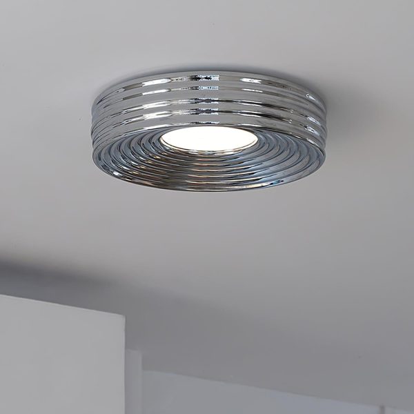 cream ribbed ceiling light