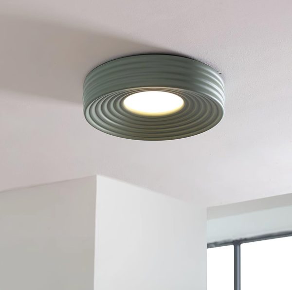 cream ribbed ceiling light