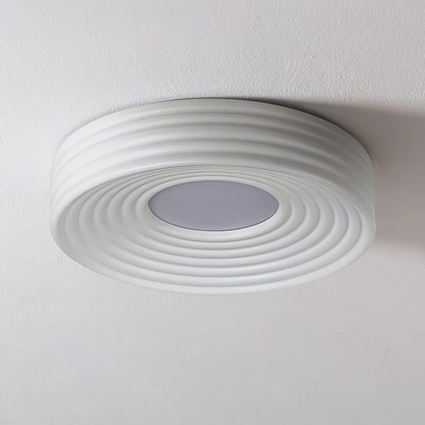 cream ribbed ceiling light