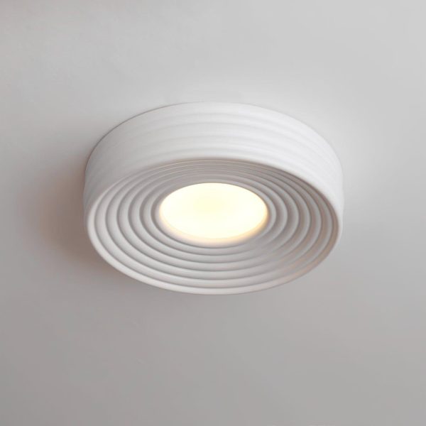 cream ribbed ceiling light
