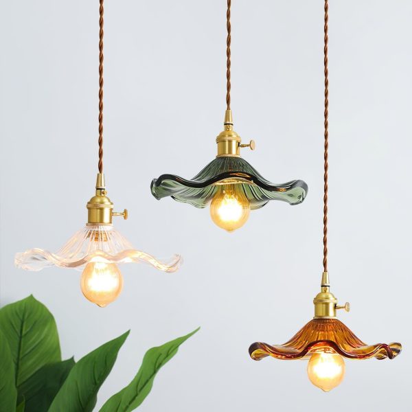 glass hibiscus flower pendant light