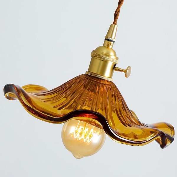 glass hibiscus flower pendant light