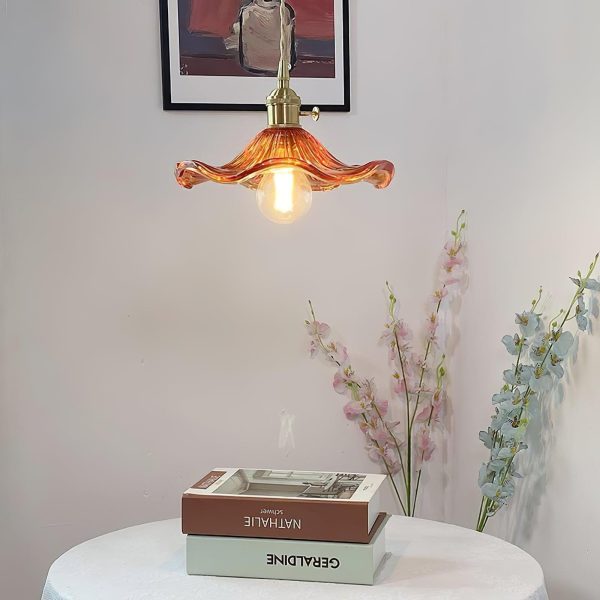 glass hibiscus flower pendant light