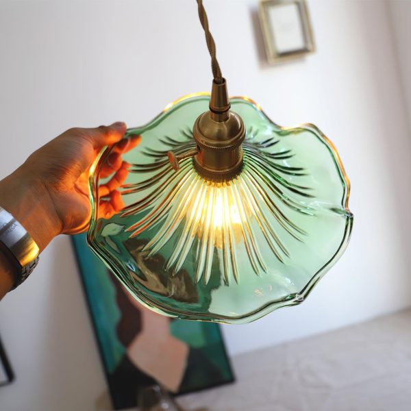 glass hibiscus flower pendant light