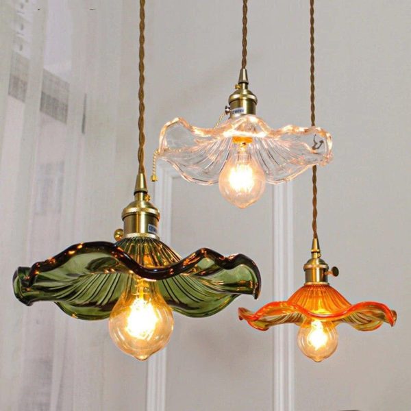 glass hibiscus flower pendant light