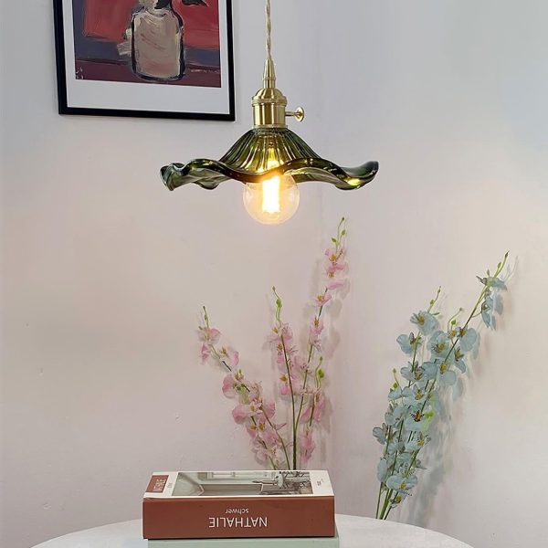 glass hibiscus flower pendant light