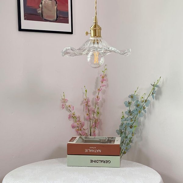 glass hibiscus flower pendant light