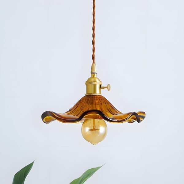 glass hibiscus flower pendant light