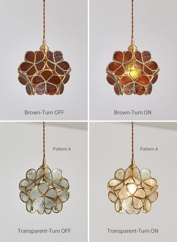 glass petal pendant light