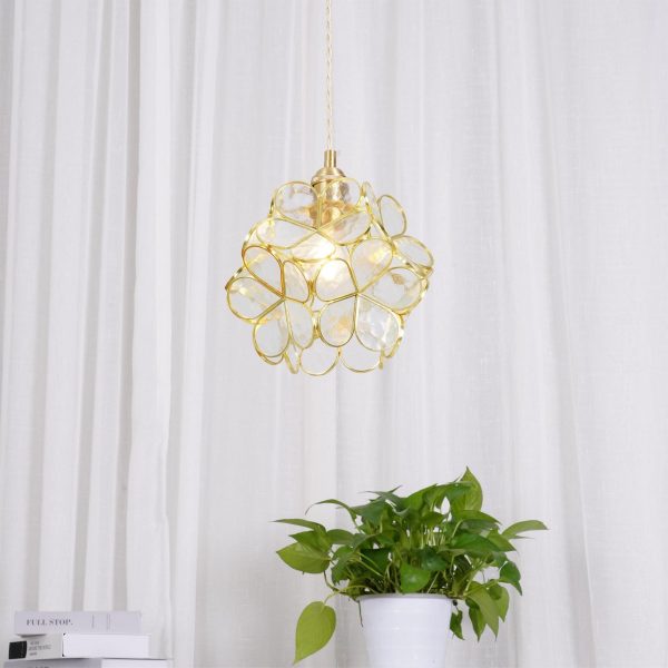 glass petal pendant light