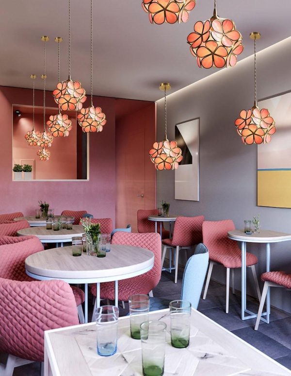 glass petal pendant light