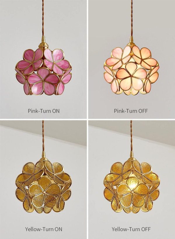 glass petal pendant light