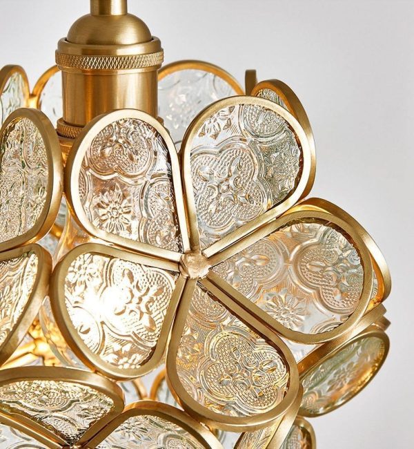 glass petal pendant light
