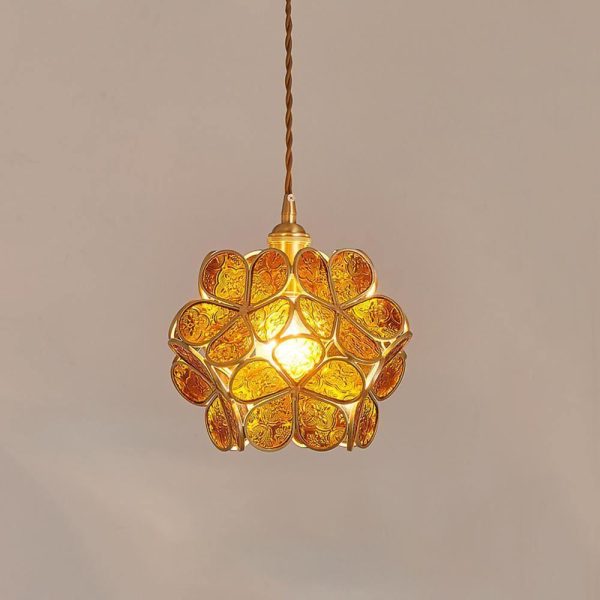 glass petal pendant light