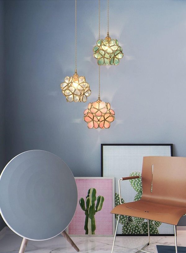 glass petal pendant light