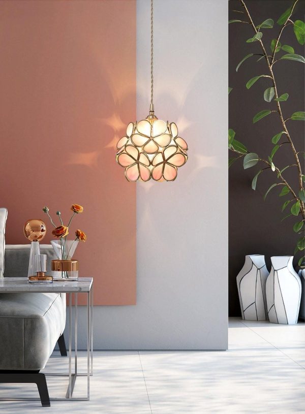 glass petal pendant light