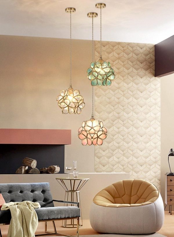 glass petal pendant light
