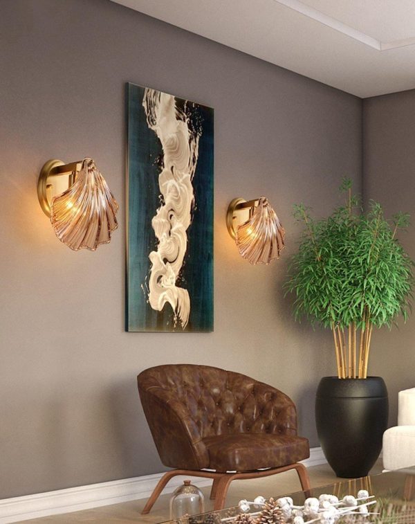 glass shell wall light