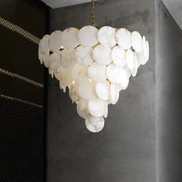 marble multi tiered round chandelier