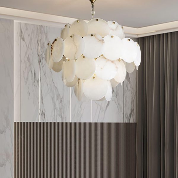 marble multi tiered round chandelier