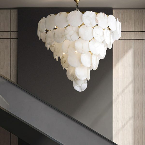 marble multi tiered round chandelier