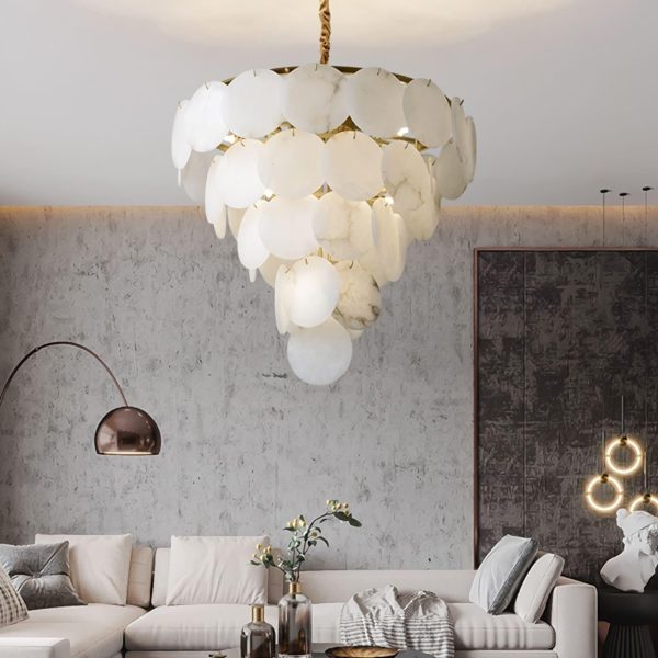 marble multi tiered round chandelier