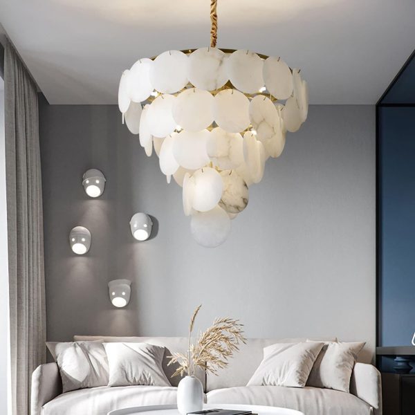 marble multi tiered round chandelier