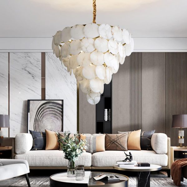 marble multi tiered round chandelier