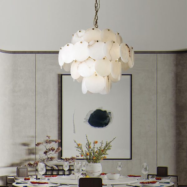 marble multi tiered round chandelier