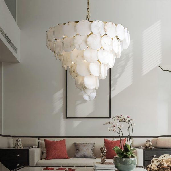 marble multi tiered round chandelier