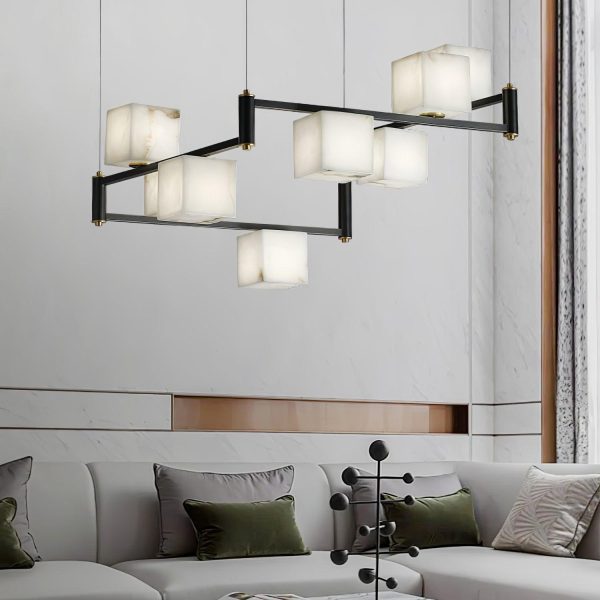 alabaster square box chandelier