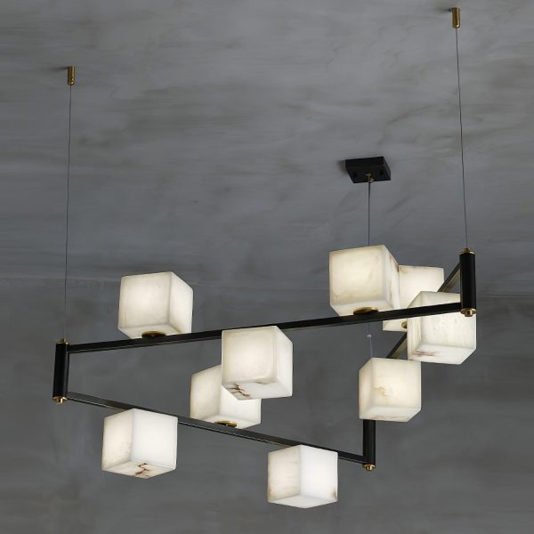 alabaster square box chandelier