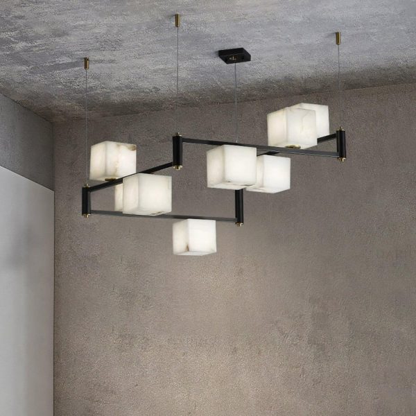 alabaster square box chandelier