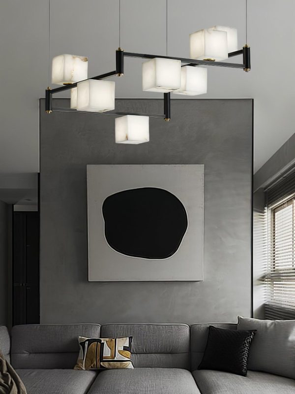 alabaster square box chandelier