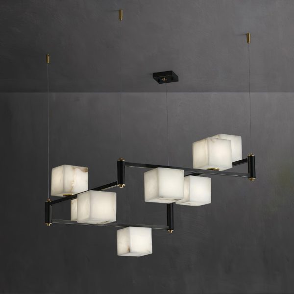 alabaster square box chandelier