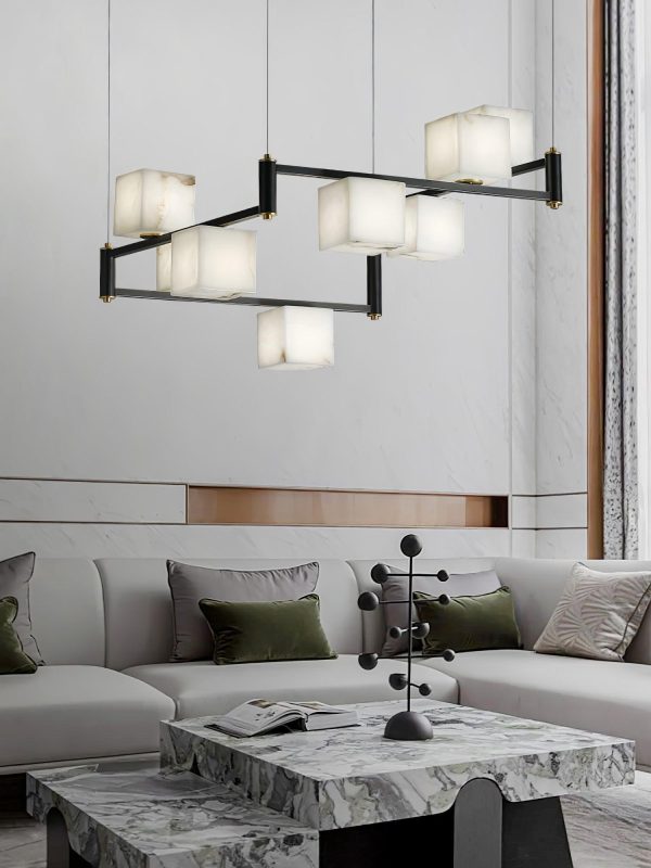 alabaster square box chandelier