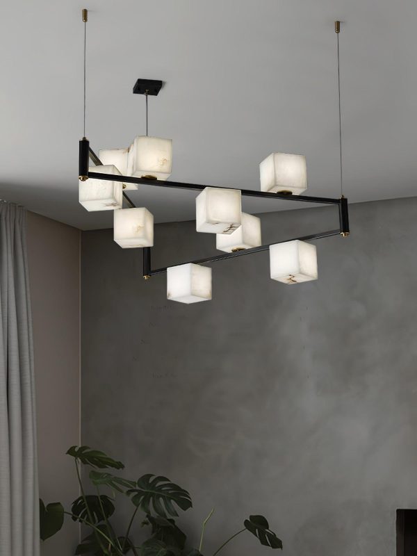 alabaster square box chandelier