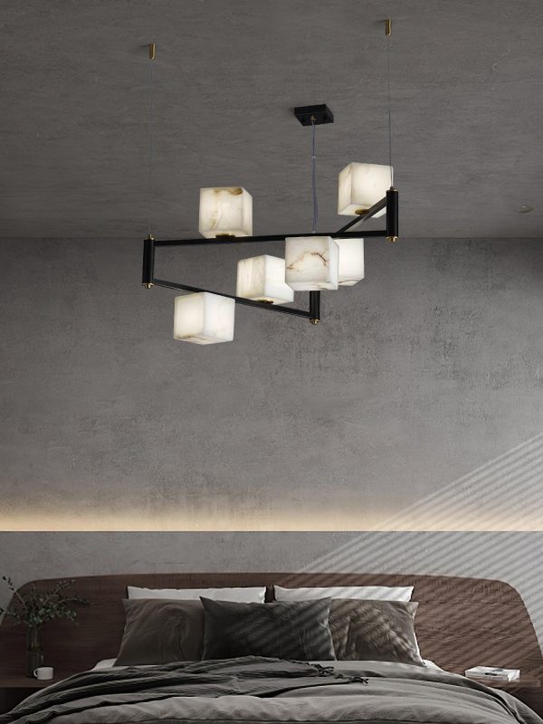 alabaster square box chandelier
