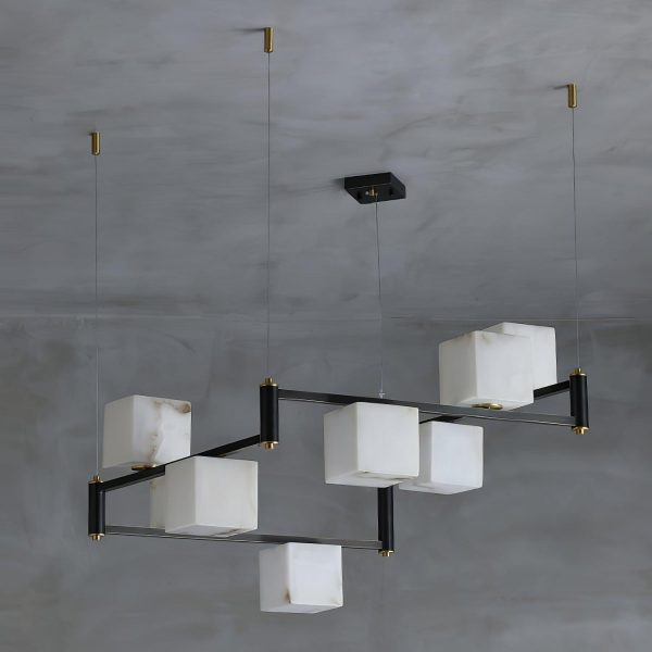 alabaster square box chandelier