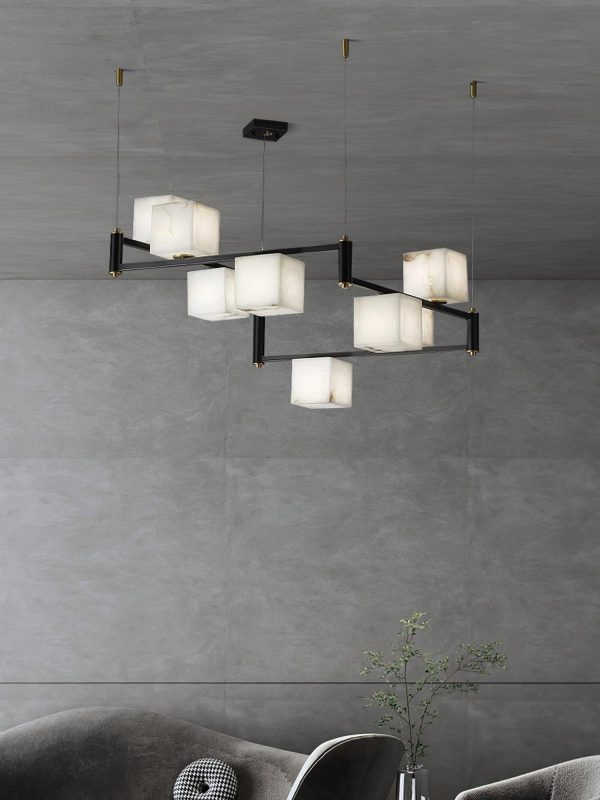 alabaster square box chandelier