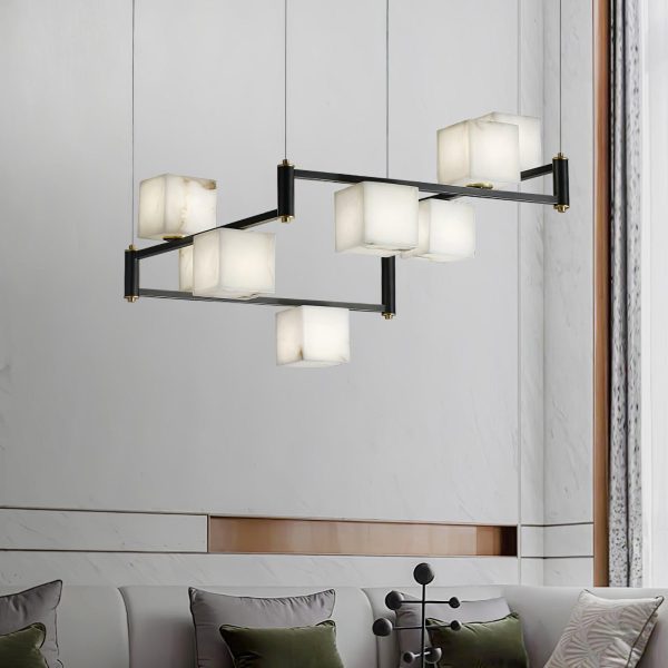 alabaster square box chandelier