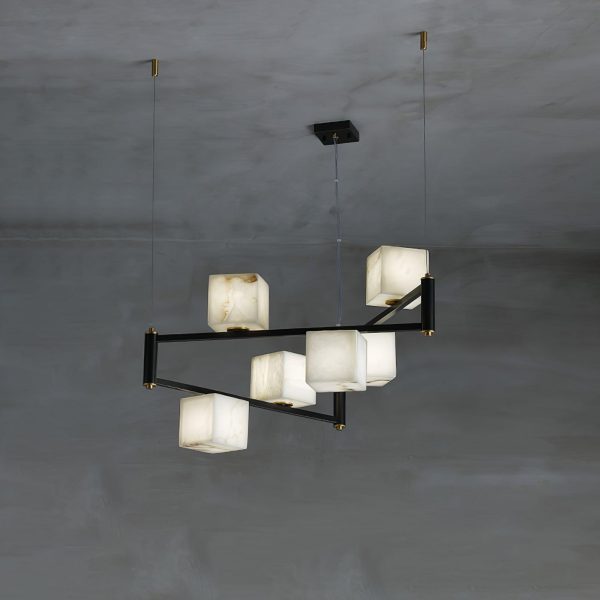 alabaster square box chandelier