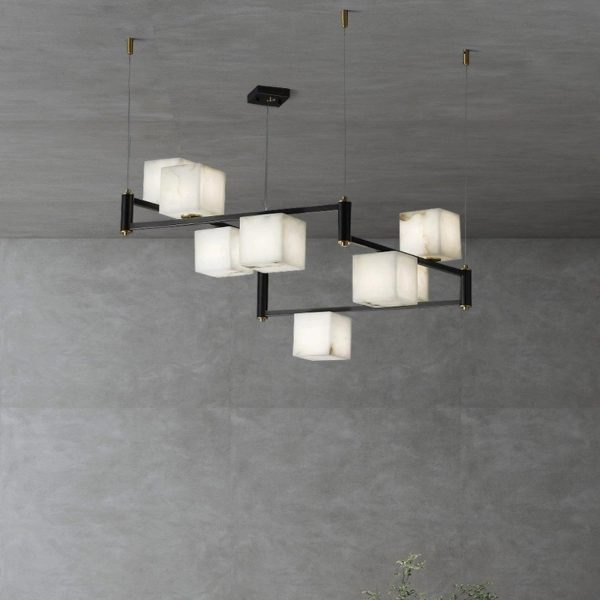 alabaster square box chandelier