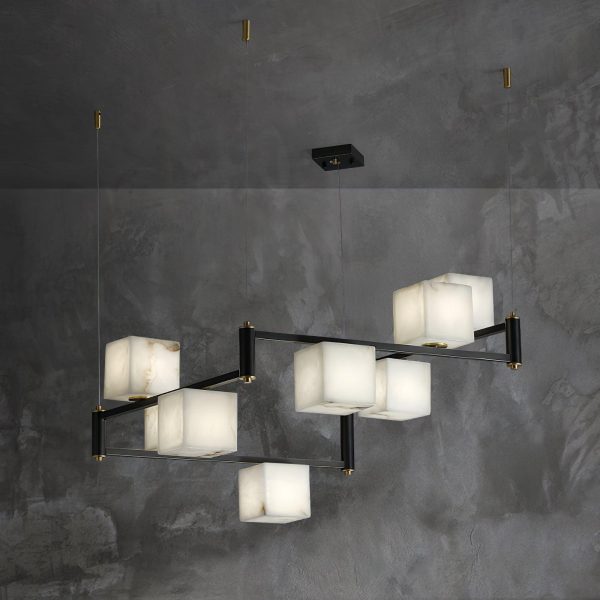 alabaster square box chandelier