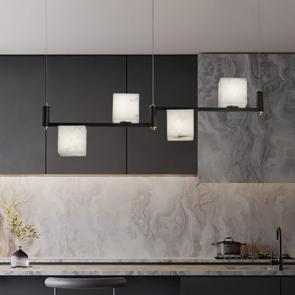 alabaster square box chandelier