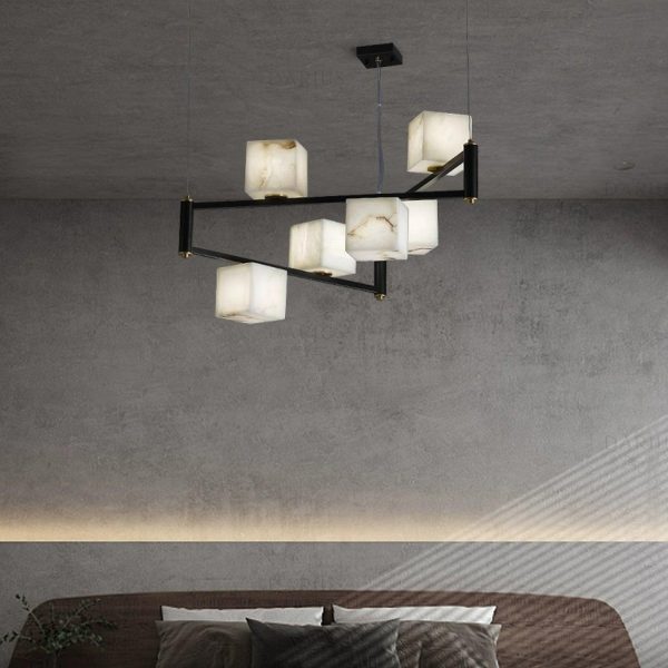 alabaster square box chandelier