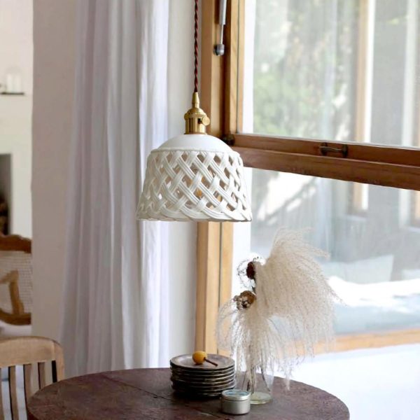 openwork ceramic pendant lamp