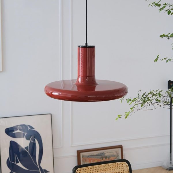 red frisbee pendant lamp