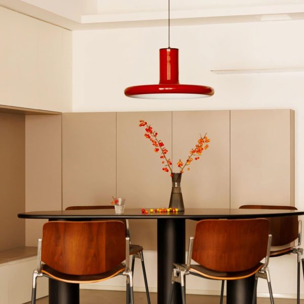 red frisbee pendant lamp